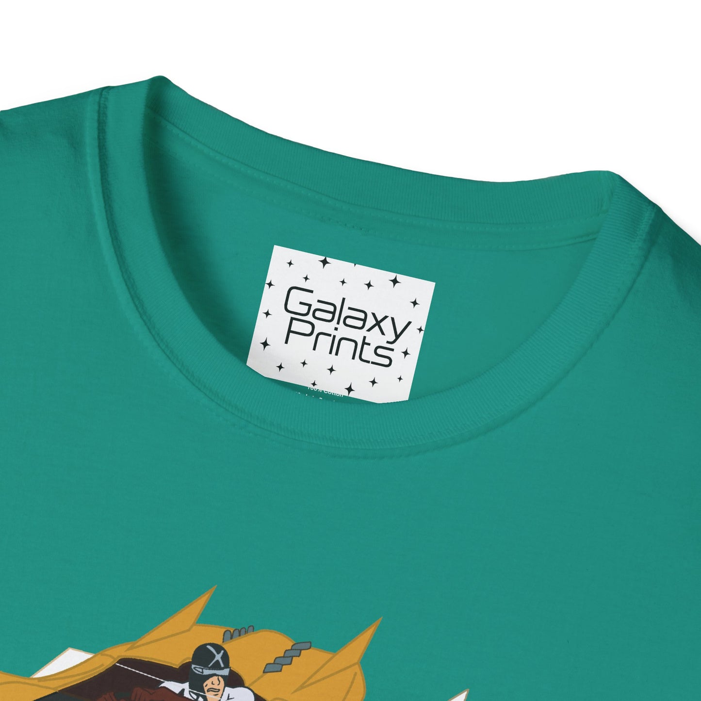 Unisex T-Shirt - POP Culture - 'The MACH 5 and Racer X from the Cartoon SPEED RACER - Go Speed Racer, Go Speed Racer, Go Speed Racer, Goooo'