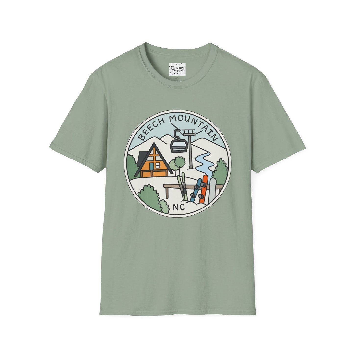 Beech Mountain NC Ski Lift Cartoon T-Shirt — Mountain Cabin & River Outdoor Cartoon Graphic Tee