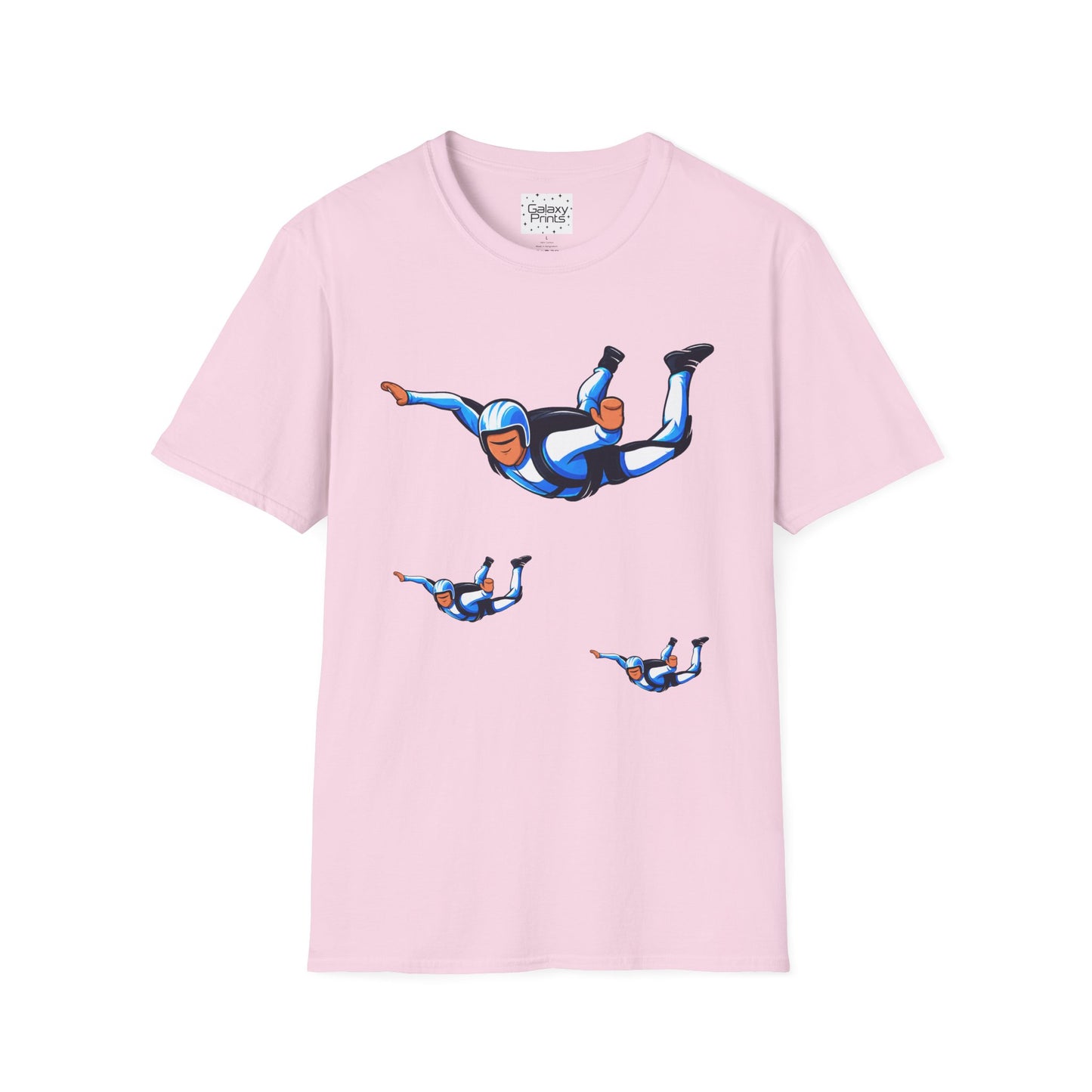Skydiver Graphic T-Shirt — Blue Freefall Parachute Design