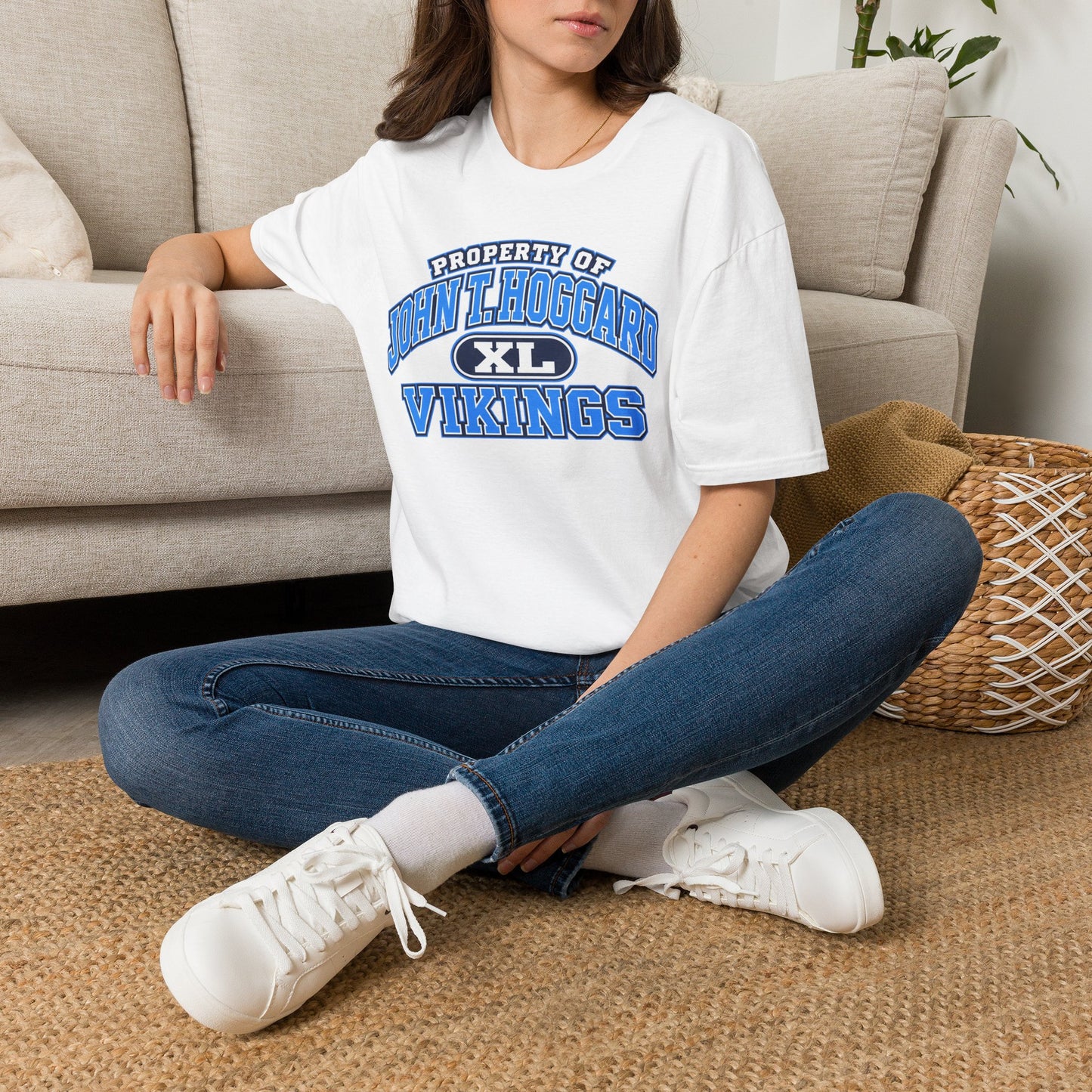 Property of JTH Vikings T‑Shirt XL — Viking in Power Circle back - Hoggard School Spirit Tee
