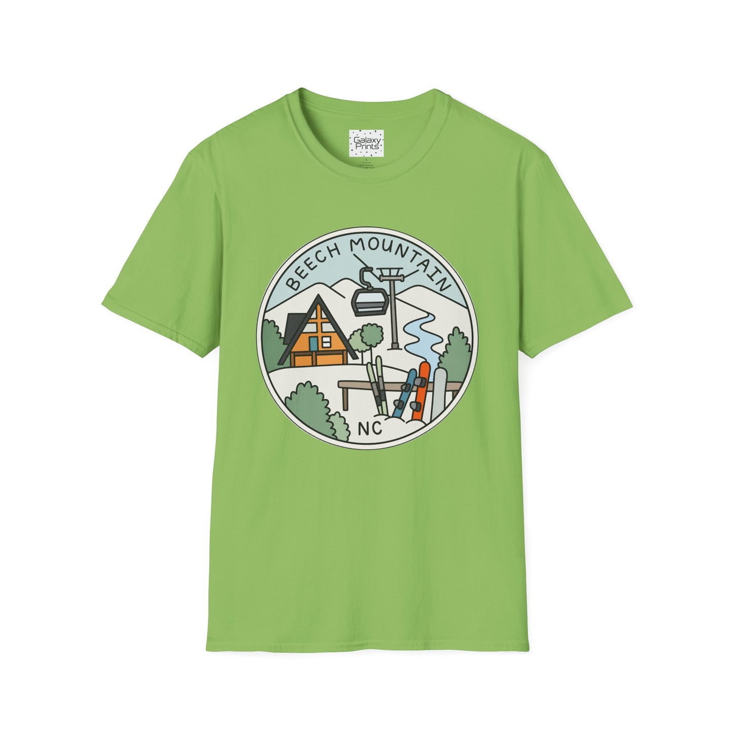 Beech Mountain NC Ski Lift Cartoon T-Shirt — Mountain Cabin & River Outdoor Cartoon Graphic Tee