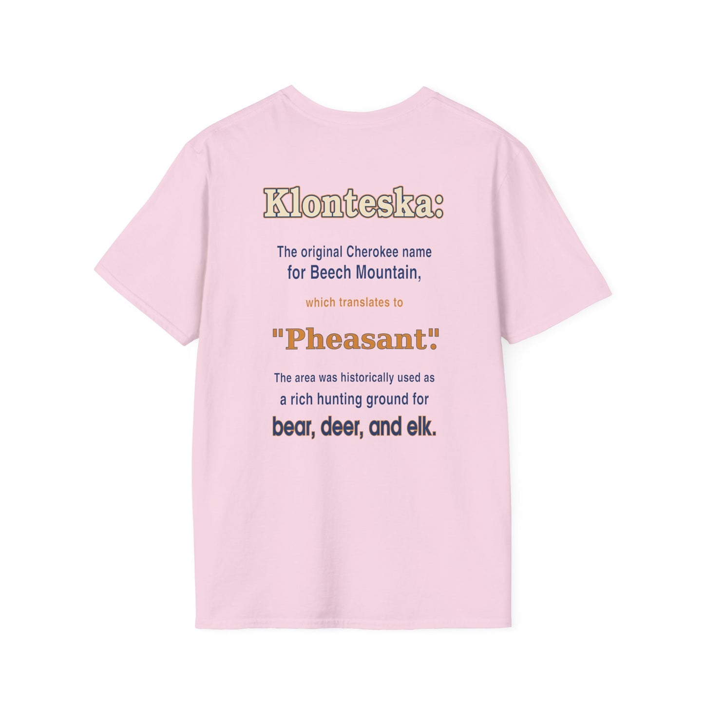 Klonteska: aka Beech Mountain NC to the Cherokee Indians T-Shirt — Pheasant Mountain Logo Tee