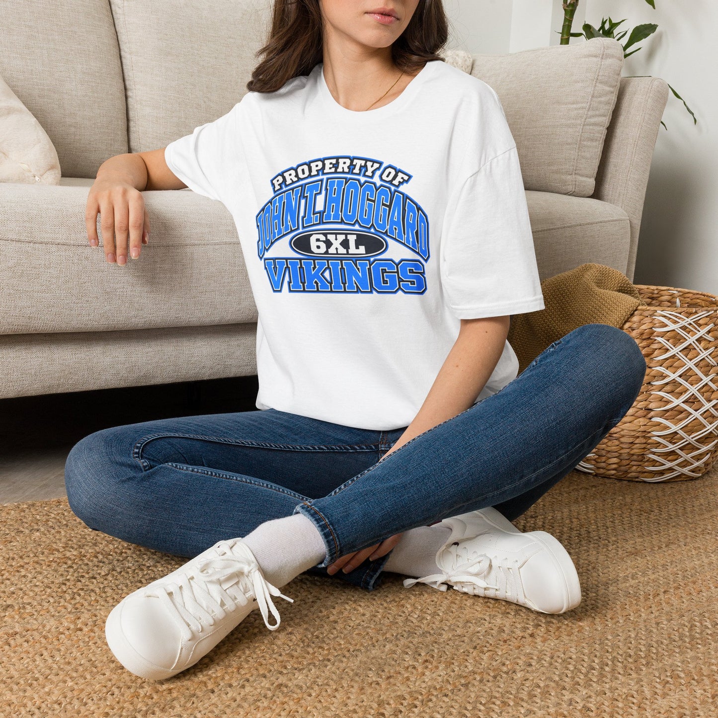 Property of JTH Vikings T‑Shirt 6XL — Viking in Power Circle back - Hoggard School Spirit Tee