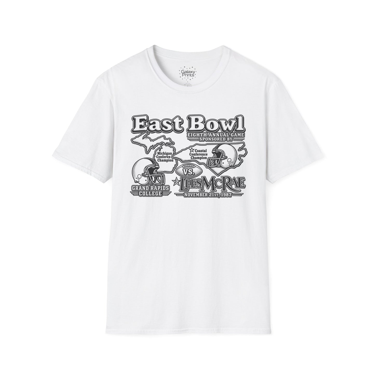 1987 East Bowl Vintage Football T-Shirt — Retro Game Day Tee (East Bowl, Lees McRae)