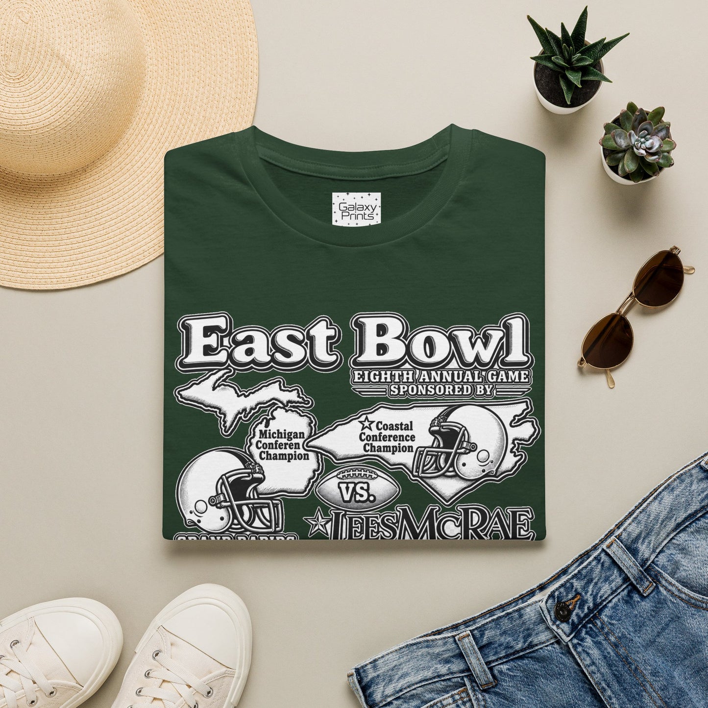 1987 East Bowl Vintage Football T-Shirt — Retro Game Day Tee (East Bowl, Lees McRae)