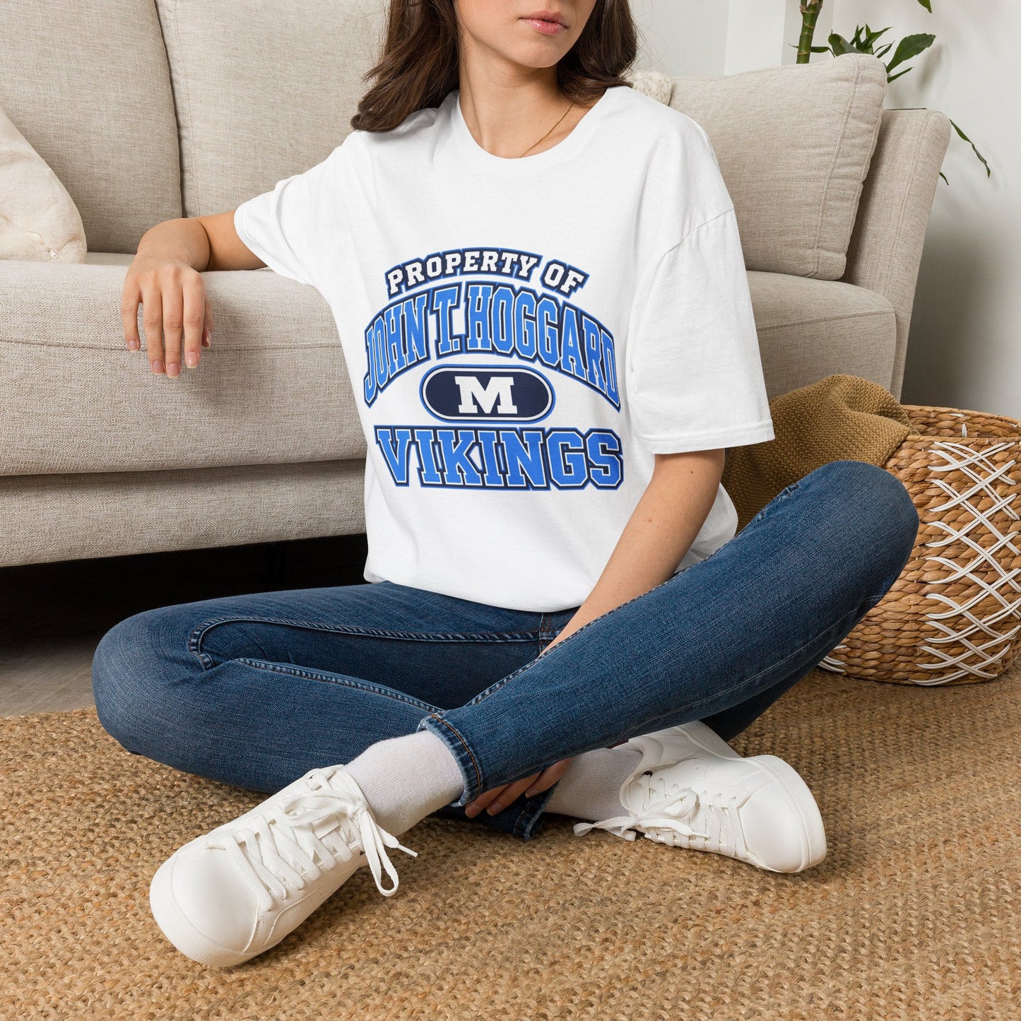 Property of JTH Vikings T‑Shirt M — Viking in Power Circle back - Hoggard School Spirit Tee