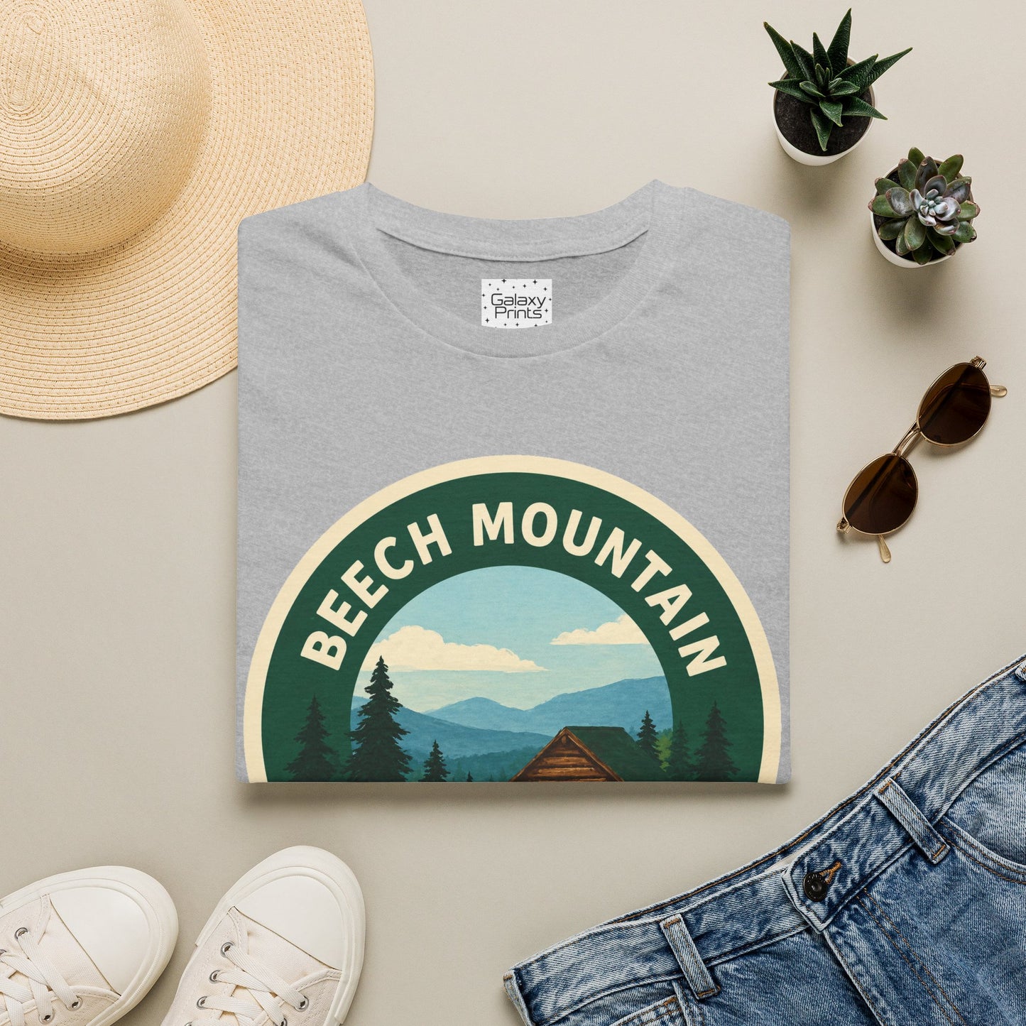 Beech Mountain NC T-Shirt — Mountain Cabin Scenic Graphic Tee
