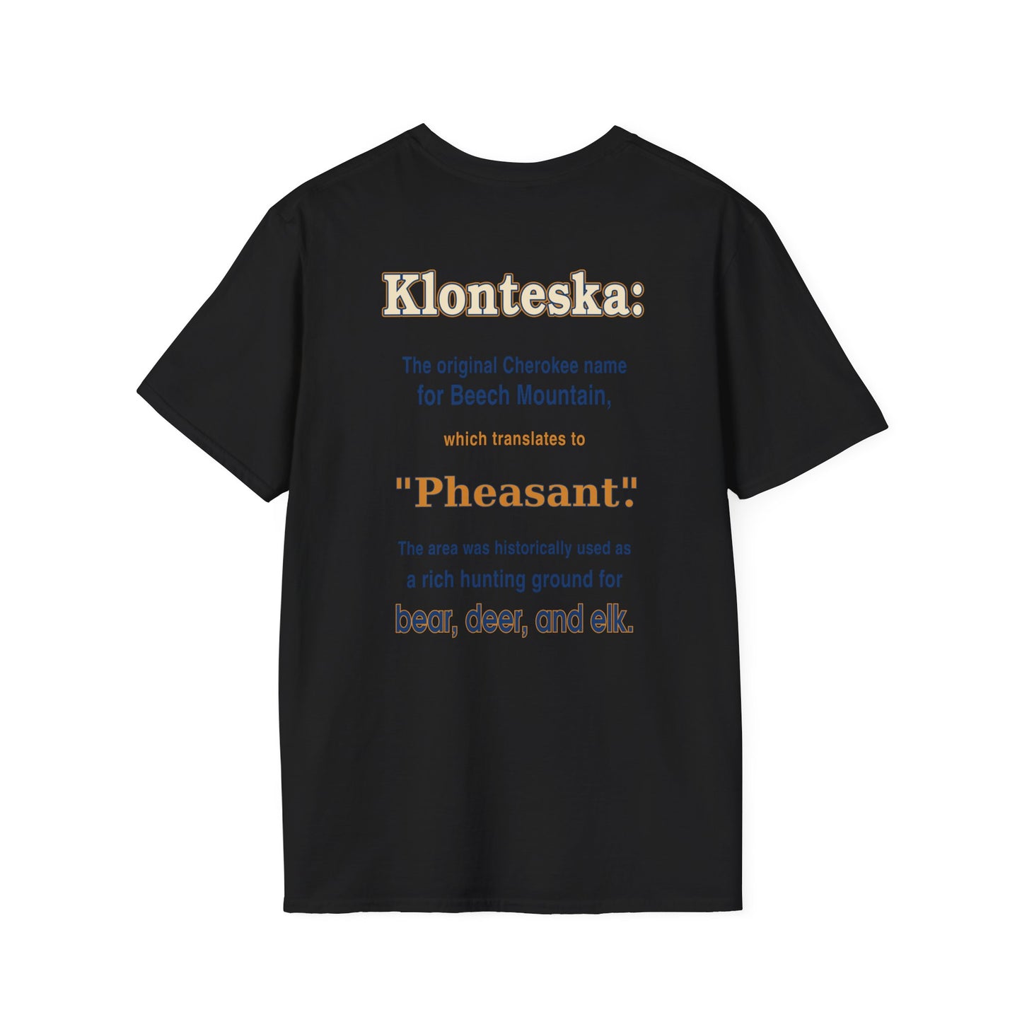 Klonteska: aka Beech Mountain NC to the Cherokee Indians T-Shirt — Pheasant Mountain Logo Tee