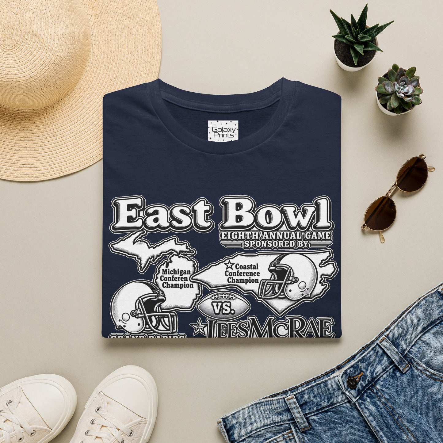 1987 East Bowl Vintage Football T-Shirt — Retro Game Day Tee (East Bowl, Lees McRae)