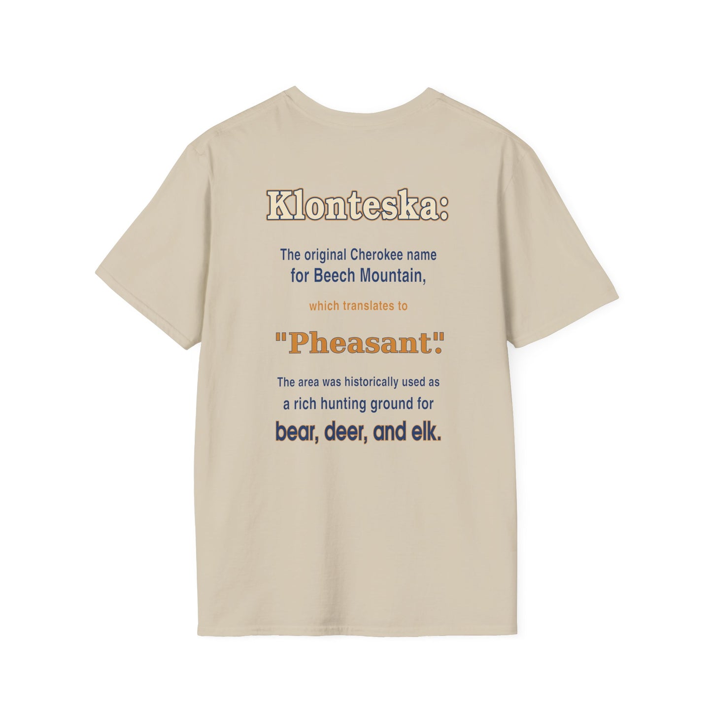 Klonteska: aka Beech Mountain NC to the Cherokee Indians T-Shirt — Pheasant Mountain Logo Tee