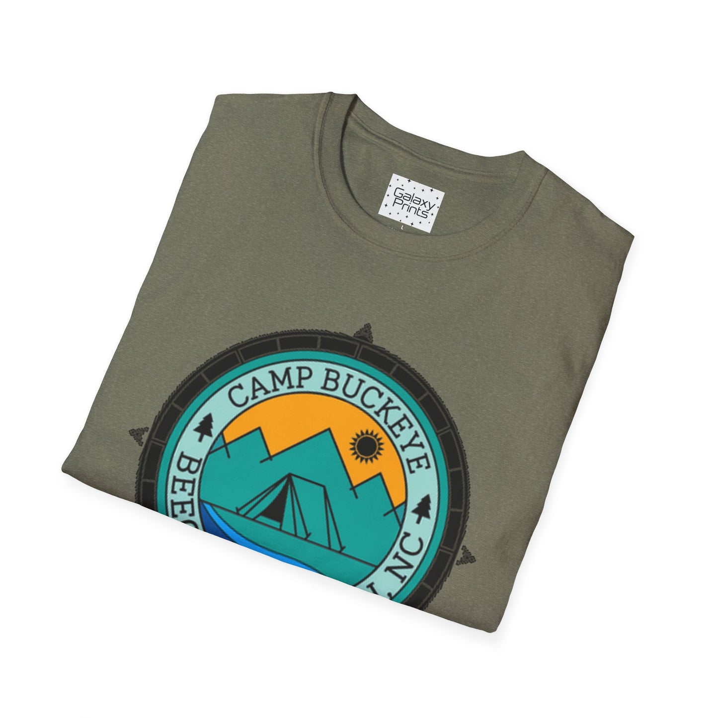 Camp Buckeye Beach Mountains T-Shirt — Vintage Outdoor Camping Badge Tee