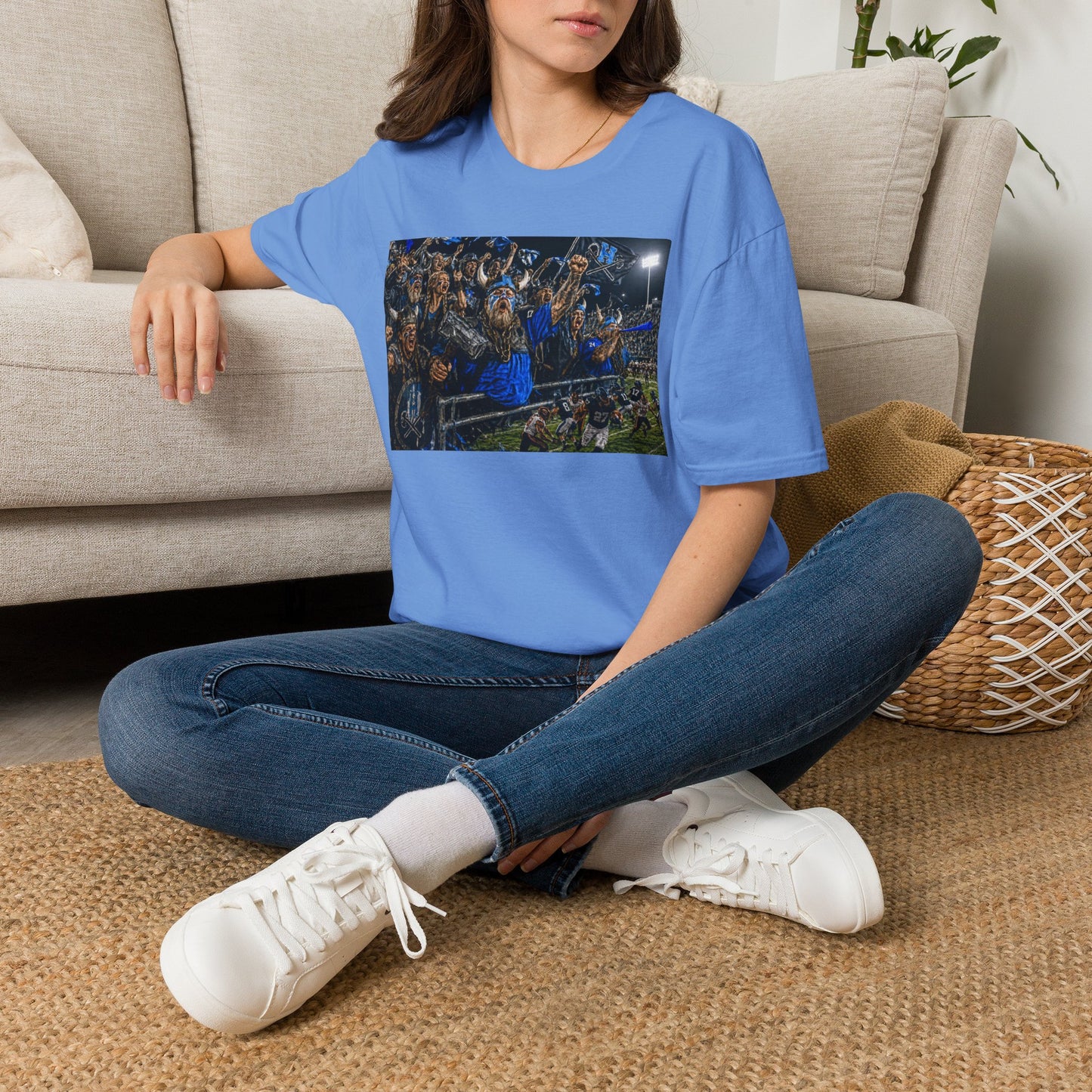Viking Fans with #1 FAN T‑Shirt — '#1 FAN leading the fight' Graphic Tee - Viking crowd