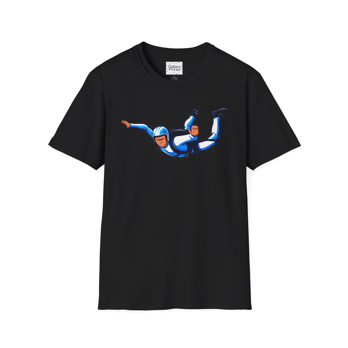 Skydiver Graphic T-Shirt — Blue Wingsuit Freefall Tee - I Survived on the back