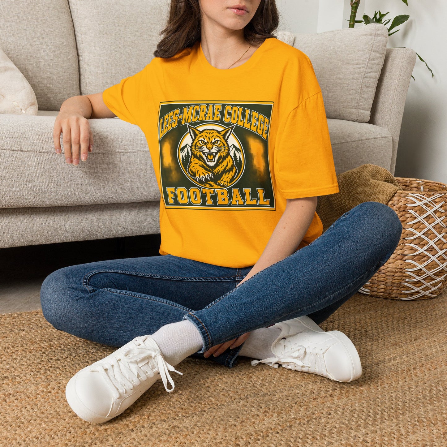 Lees-McRae College Bobcats Vintage Football T-Shirt — Retro Wily Bobcat