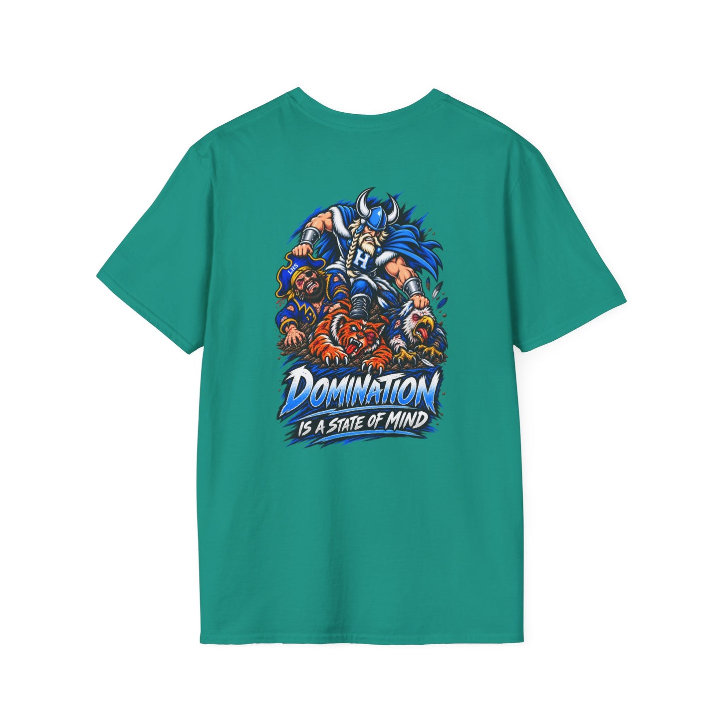 Unisex T-Shirt - Hoggard Vikings Inspired - Hoggard helmet and 'Domination is a State of Mind' - over our rivals