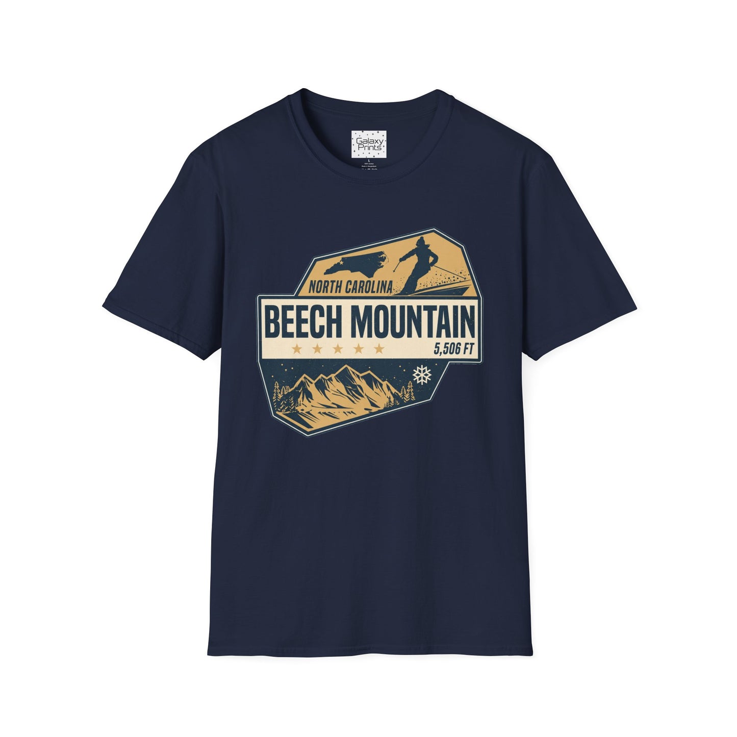 Beech Mountain T‑Shirt — North Carolina Ski & Mountain Vintage Badge (5,506 ft)