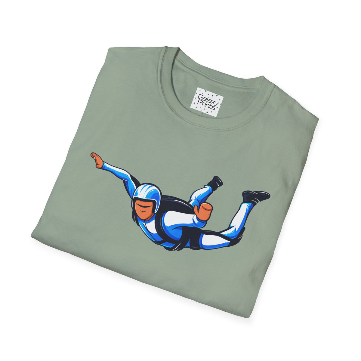 Skydiver Graphic T-Shirt — Blue Wingsuit Freefall Tee - I Survived on the back