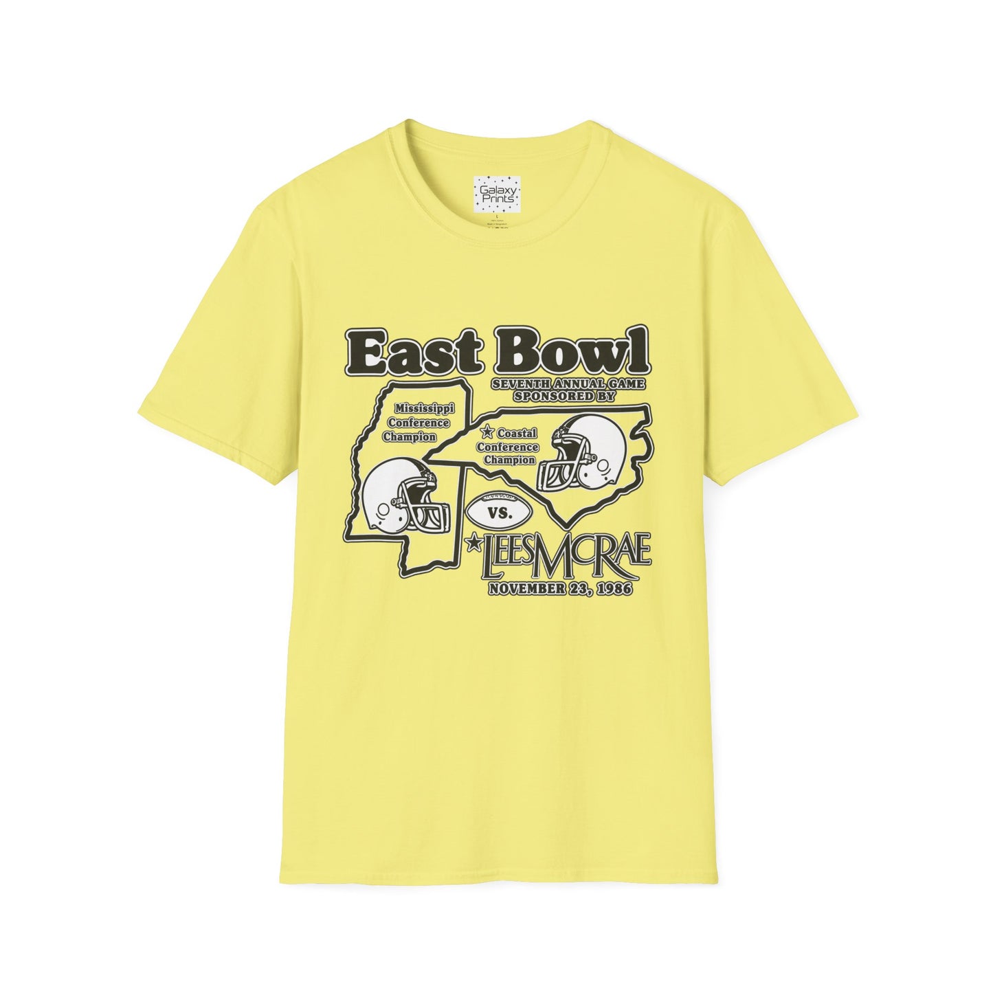 1986 East Bowl Vintage Football T-Shirt — Retro Game Day Tee (East Bowl, Lees McRae)