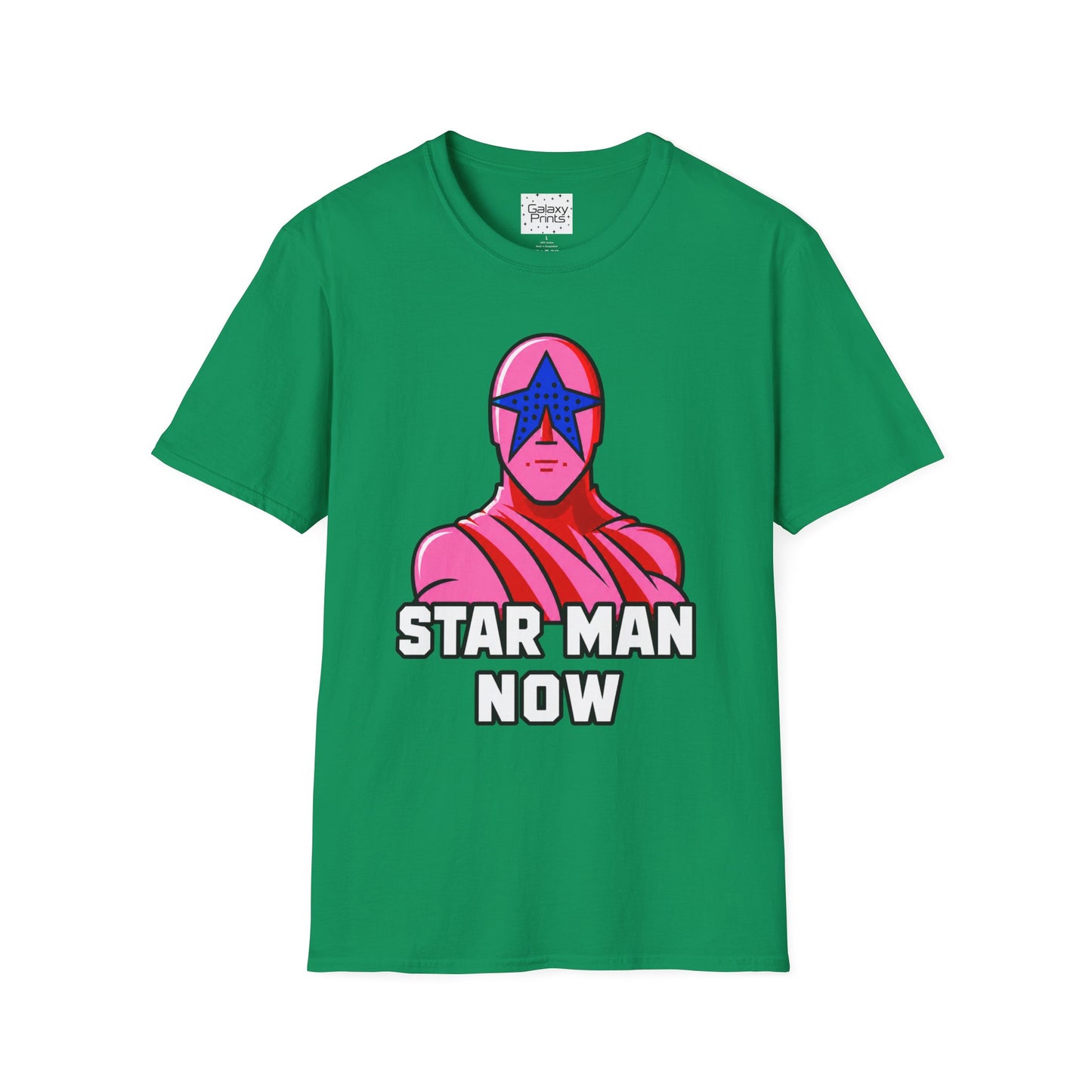 STAR MAN Nin Wrestling video game "NOW" and "THEN" T-Shirt — Retro Pop Hero Graphic Tee - Nin Wrestler STAR MAN video game - Current Culture