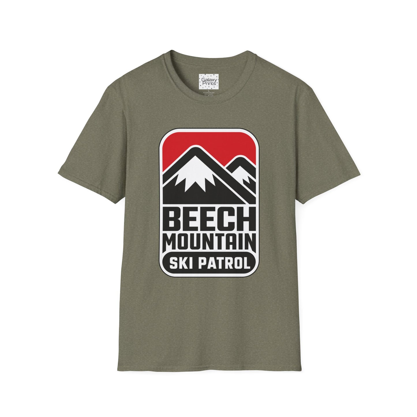 Ski Patrol Beech Mountain Retro T-Shirt — Beech Mountain Ski Patrol with Mountains on the back- logo Tee