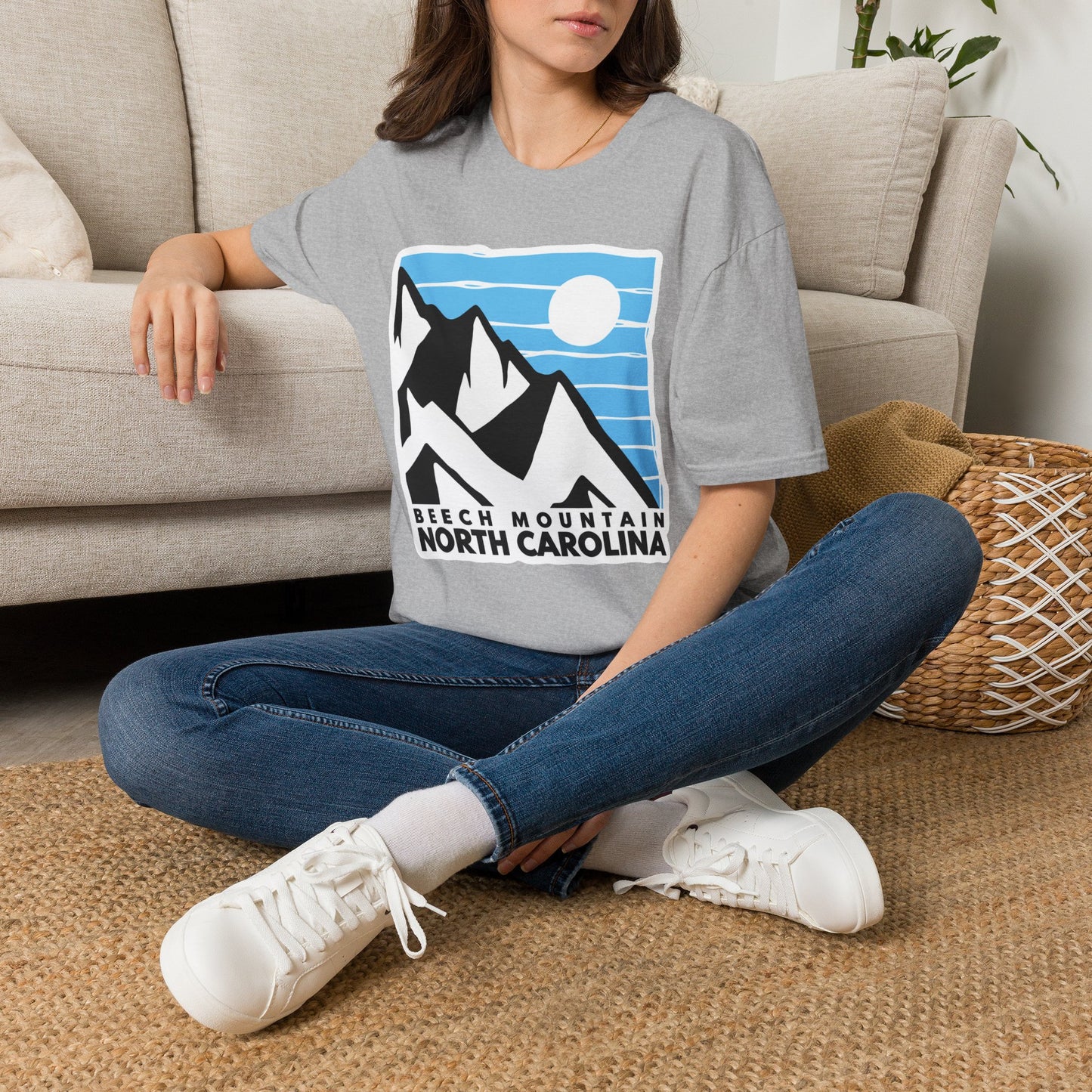 Beach Mountain North Carolina T-Shirt — Retro Mountain Range Sun Graphic Tee
