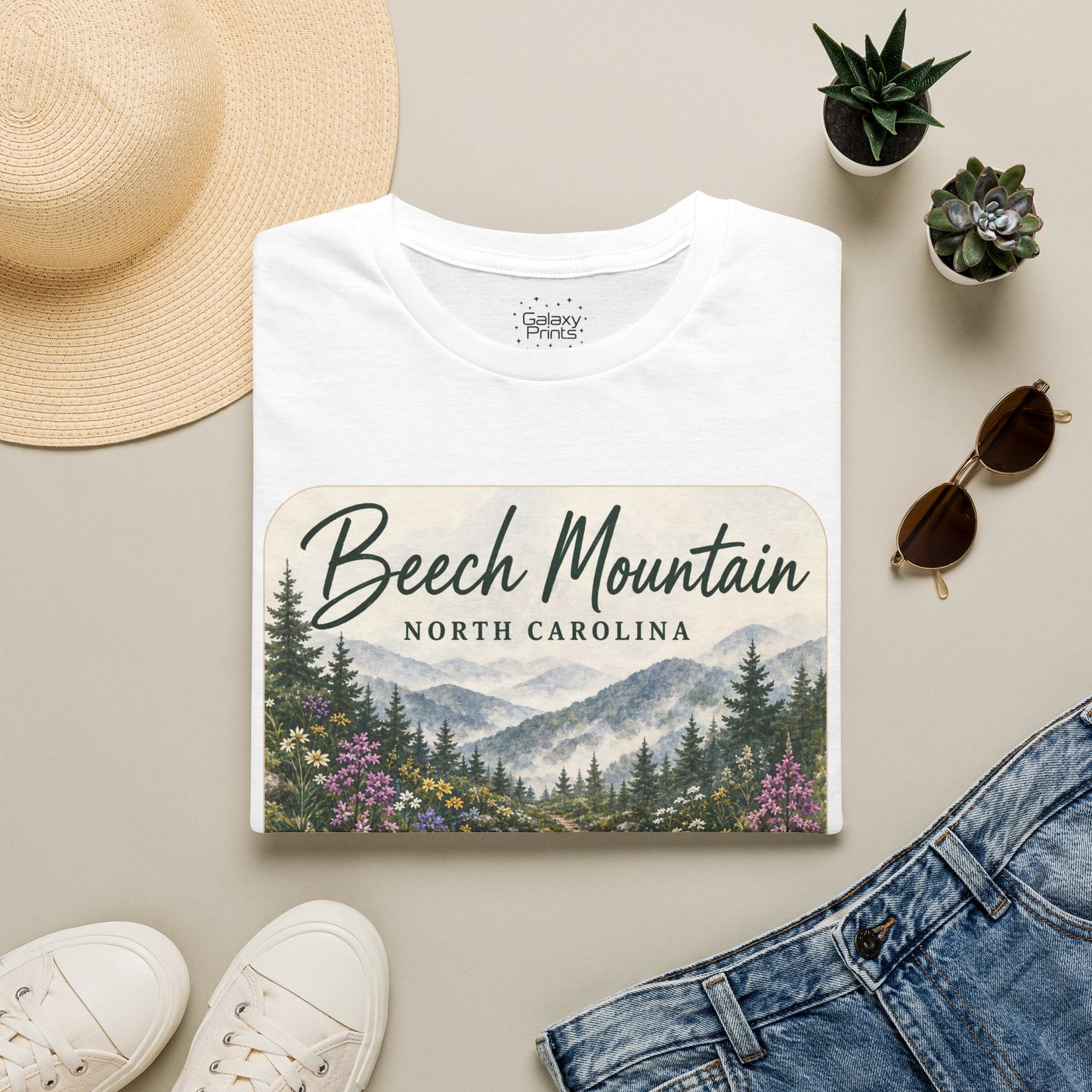 Beech Mountain North Carolina Scenic T-Shirt — Mountain Trail Floral Design