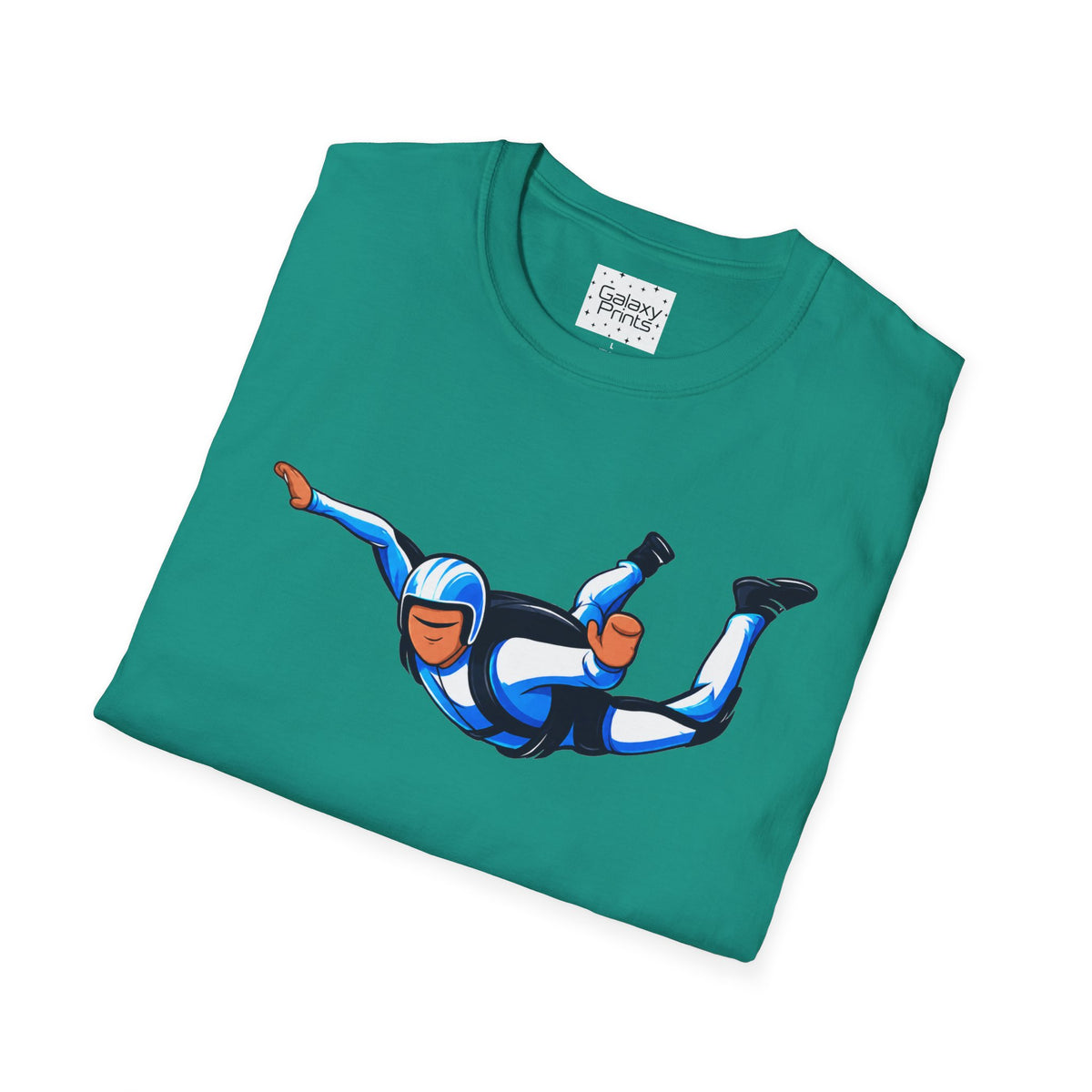 Skydiver Graphic T-Shirt — Blue Wingsuit Freefall Tee - I Survived on the back