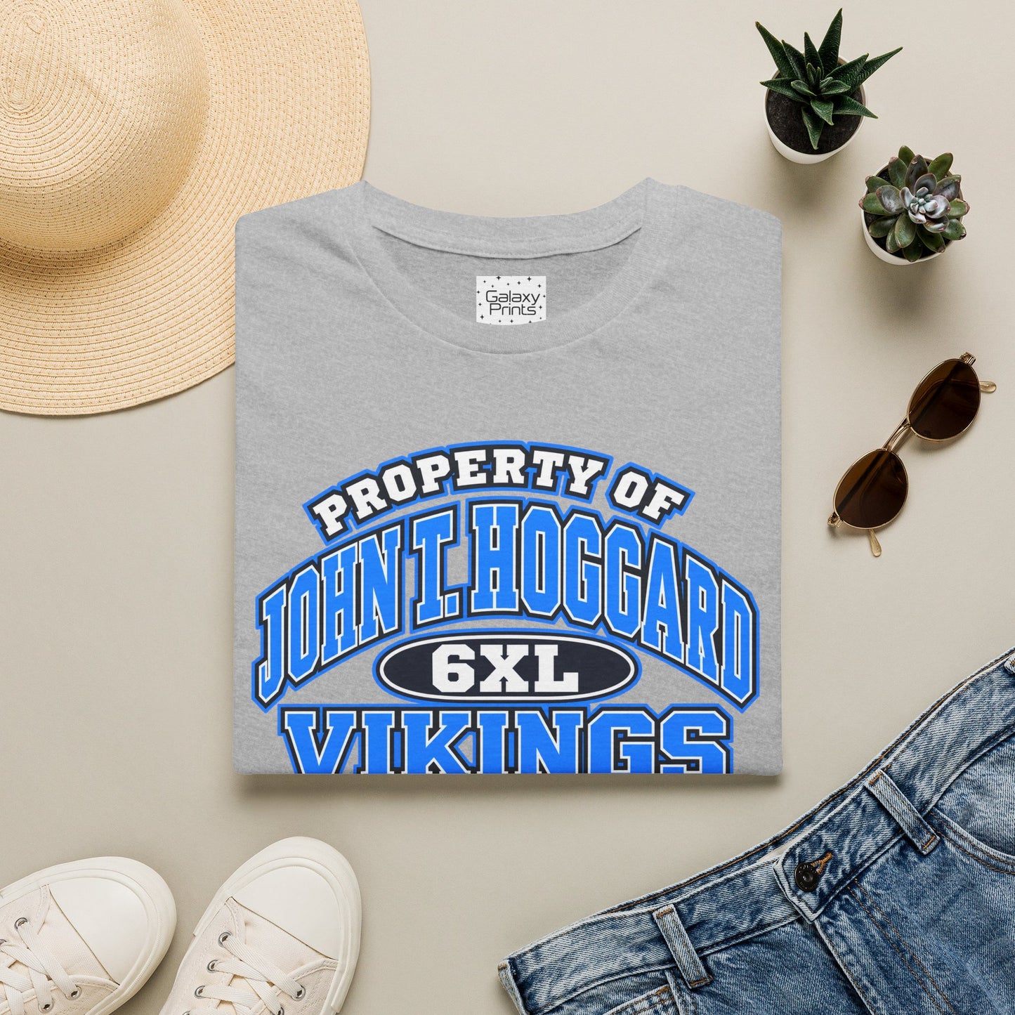 Property of JTH Vikings T‑Shirt 6XL — Viking in Power Circle back - Hoggard School Spirit Tee