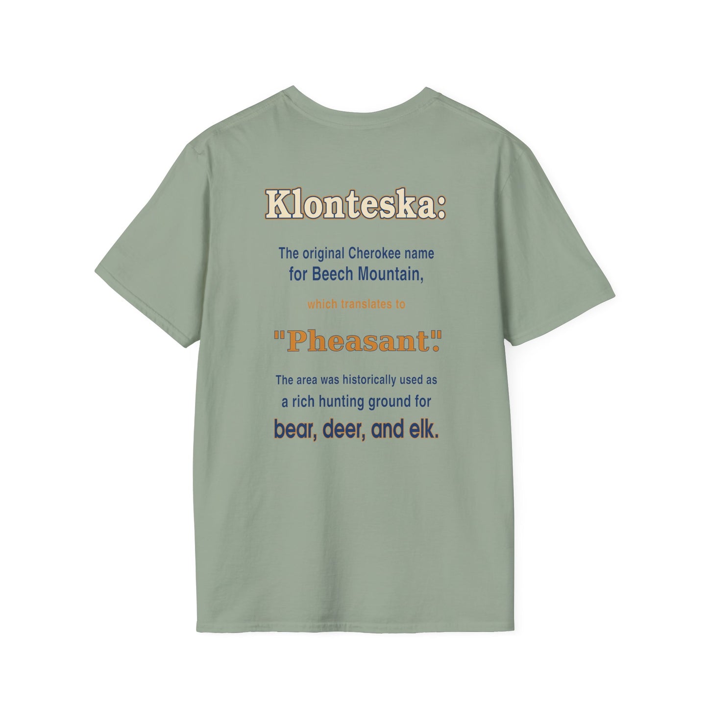 Klonteska: aka Beech Mountain NC to the Cherokee Indians T-Shirt — Pheasant Mountain Logo Tee