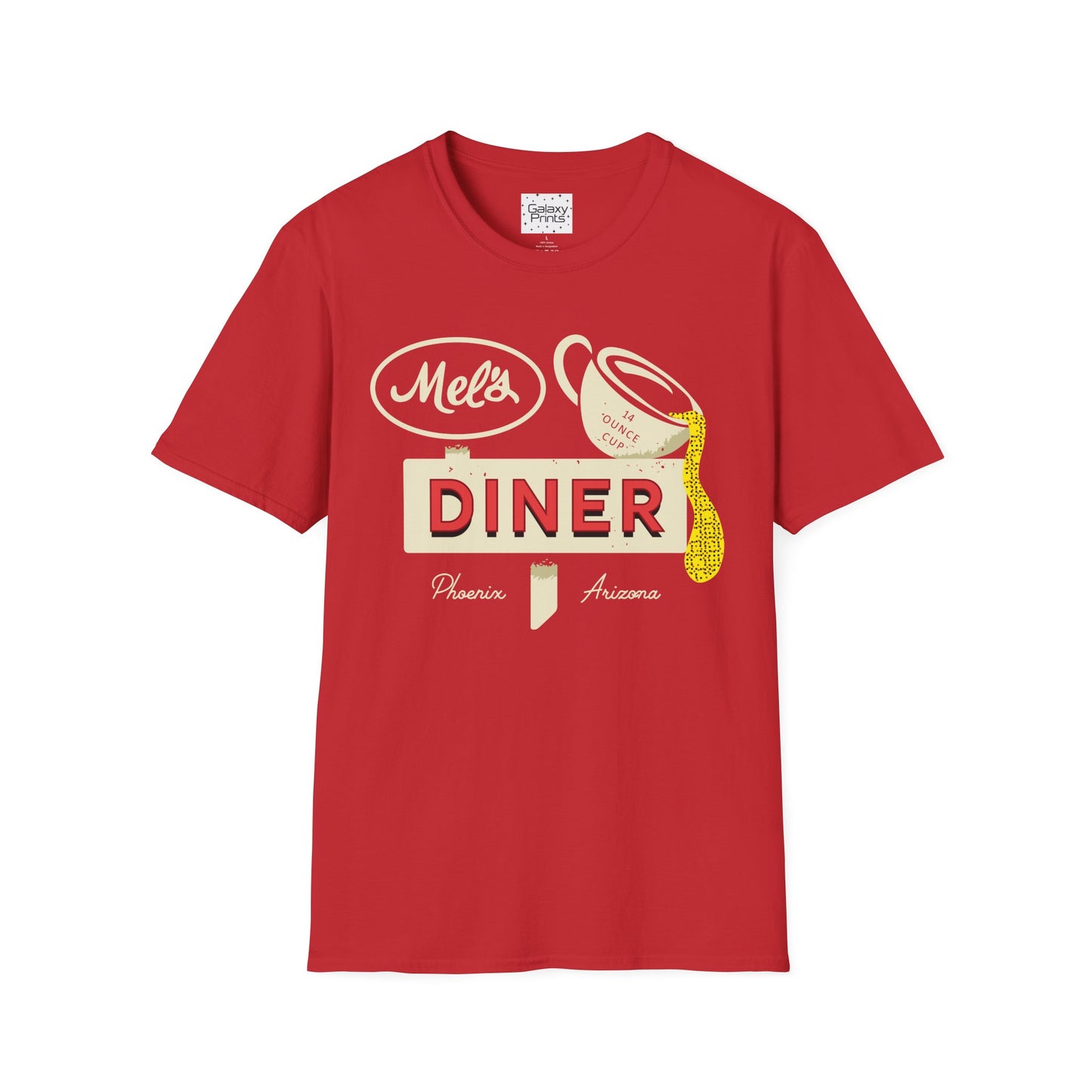 Unisex T-Shirt - POP Culture - 'Mel's Diner Phoenix, AX from the Sitcom Alice - Kiss my grits Mel'