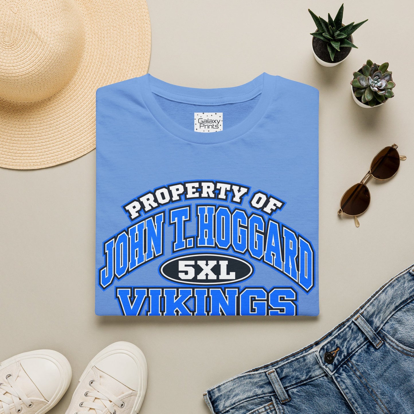 Property of JTH Vikings T‑Shirt 5XL — Viking in Power Circle back - Hoggard School Spirit Tee