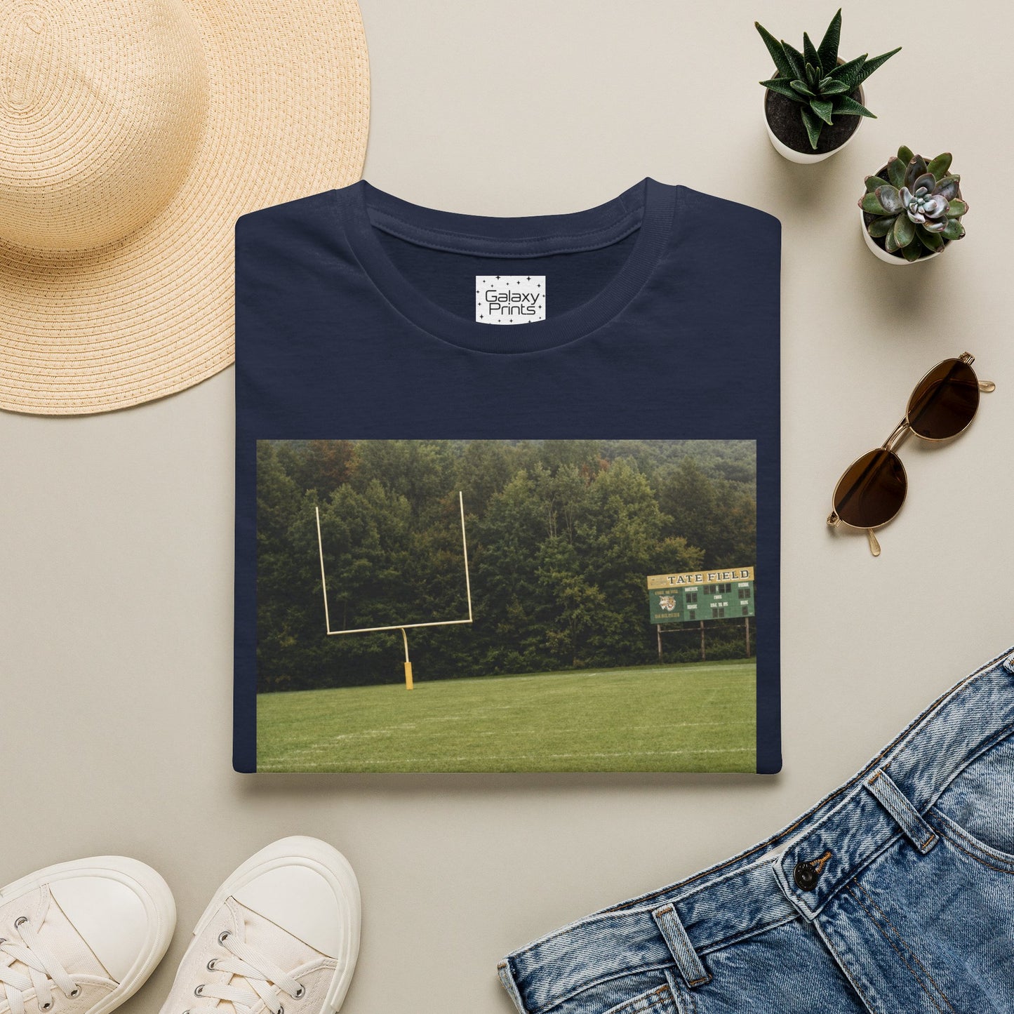 Tate Football Field Photo T-Shirt — Vintage LMC Football Graphic Tee