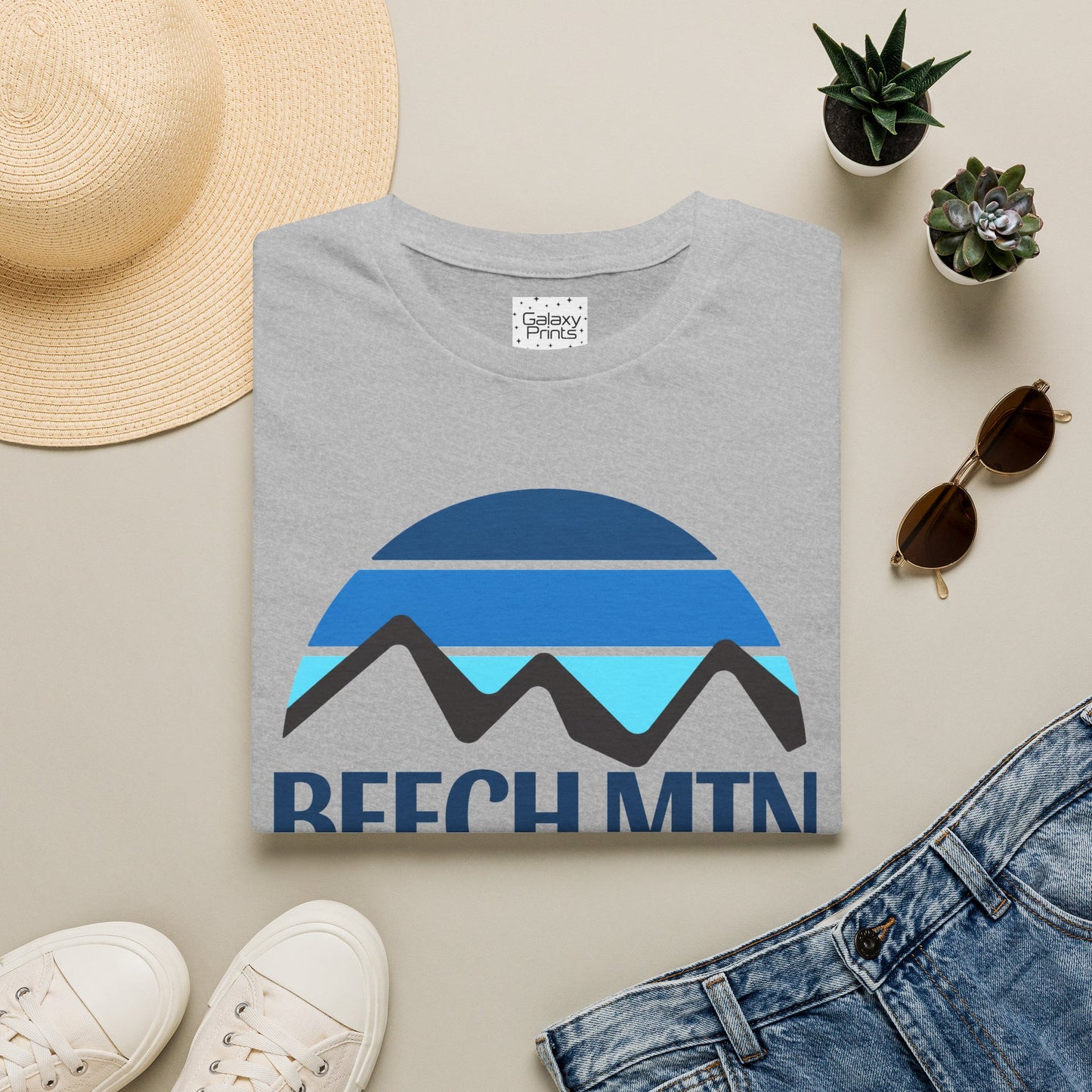 Beech Mtn North Carolina Graphic T-Shirt — Retro Tri Blue Moon Mountain Tee