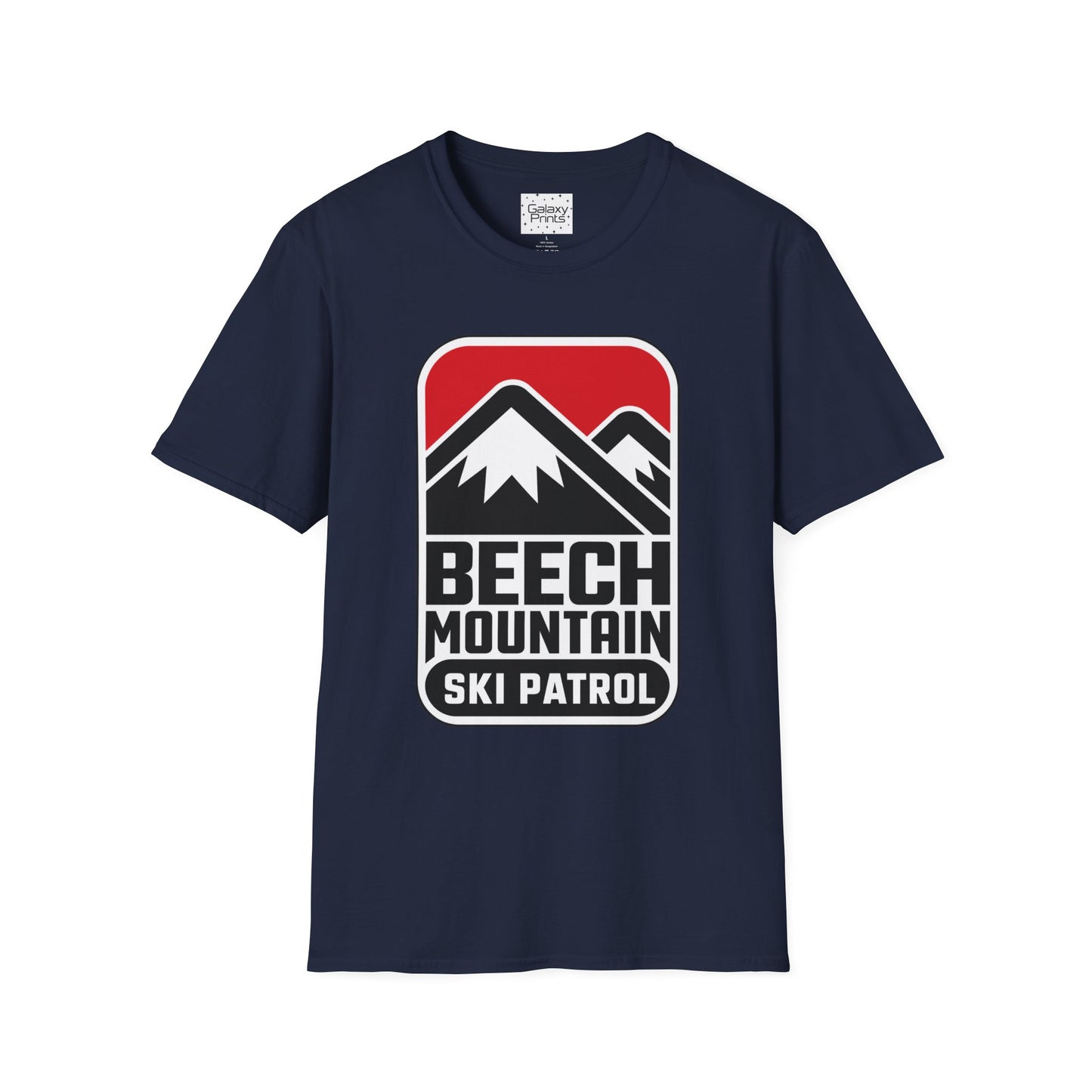 Ski Patrol Beech Mountain Retro T-Shirt — Beech Mountain Ski Patrol with Mountains on the back- logo Tee