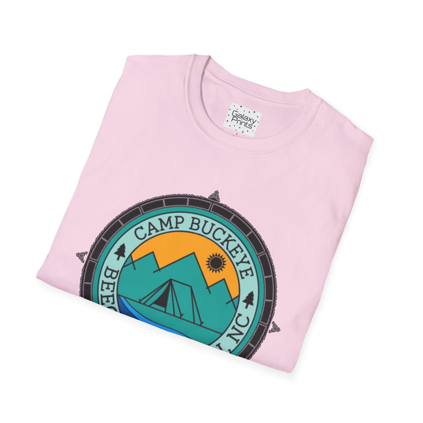 Camp Buckeye Beach Mountains T-Shirt — Vintage Outdoor Camping Badge Tee