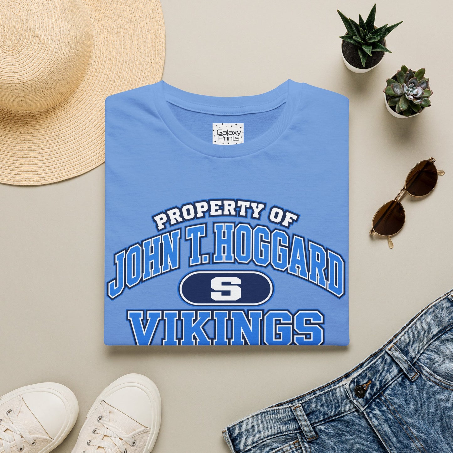 Property of JTH Vikings T‑Shirt S — Viking in Power Circle back - Hoggard School Spirit Tee