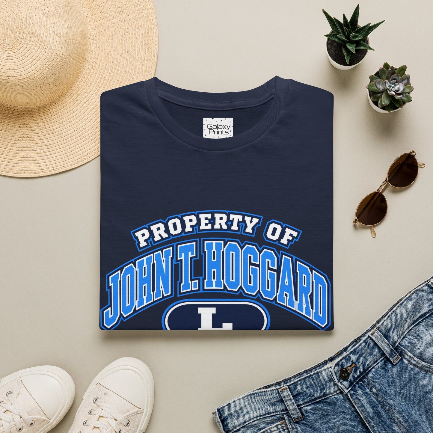 Property of JTH Vikings T‑Shirt L — Viking in Power Circle back - Hoggard School Spirit Tee
