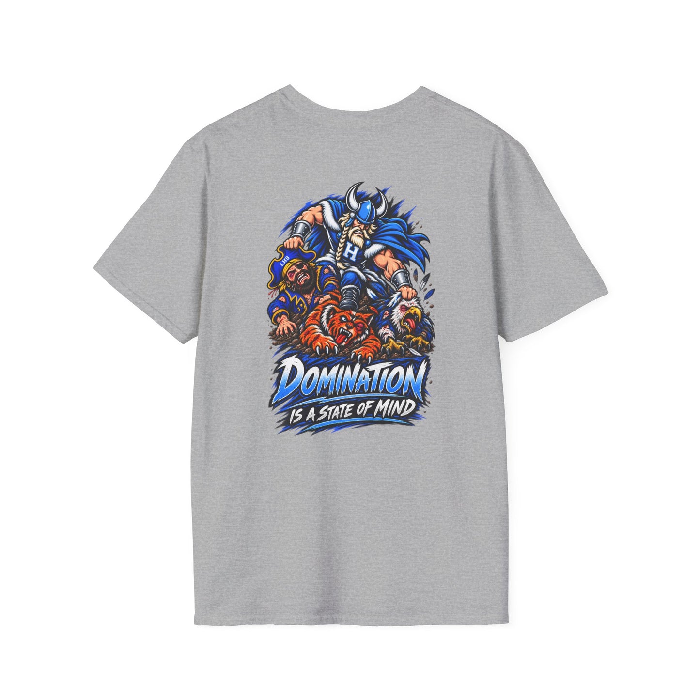 Unisex T-Shirt - Hoggard Vikings Inspired - Hoggard helmet and 'Domination is a State of Mind' - over our rivals