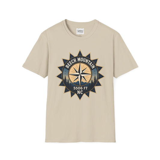 Beech Mountain Compass T-Shirt — Vintage NC 5506 ft Outdoor Tee