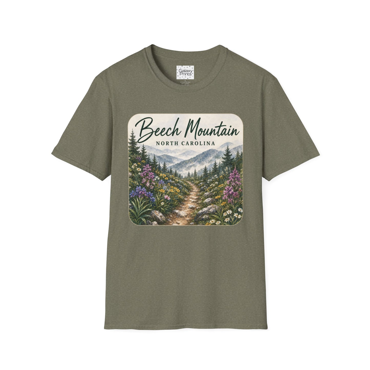 Beech Mountain North Carolina Scenic T-Shirt — Mountain Trail Floral Design