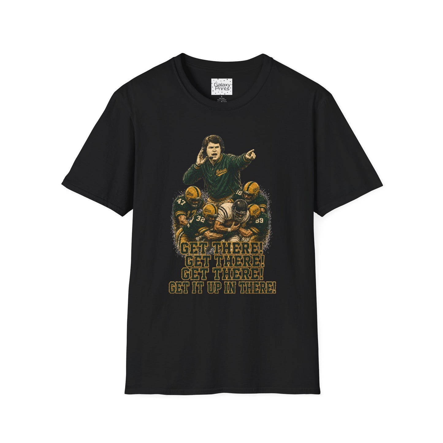 Lees-McRae College Bobcats Vintage Football T-Shirt — Coach Johnson  "Get There! x 3 Get it up" - Forever Undefeated