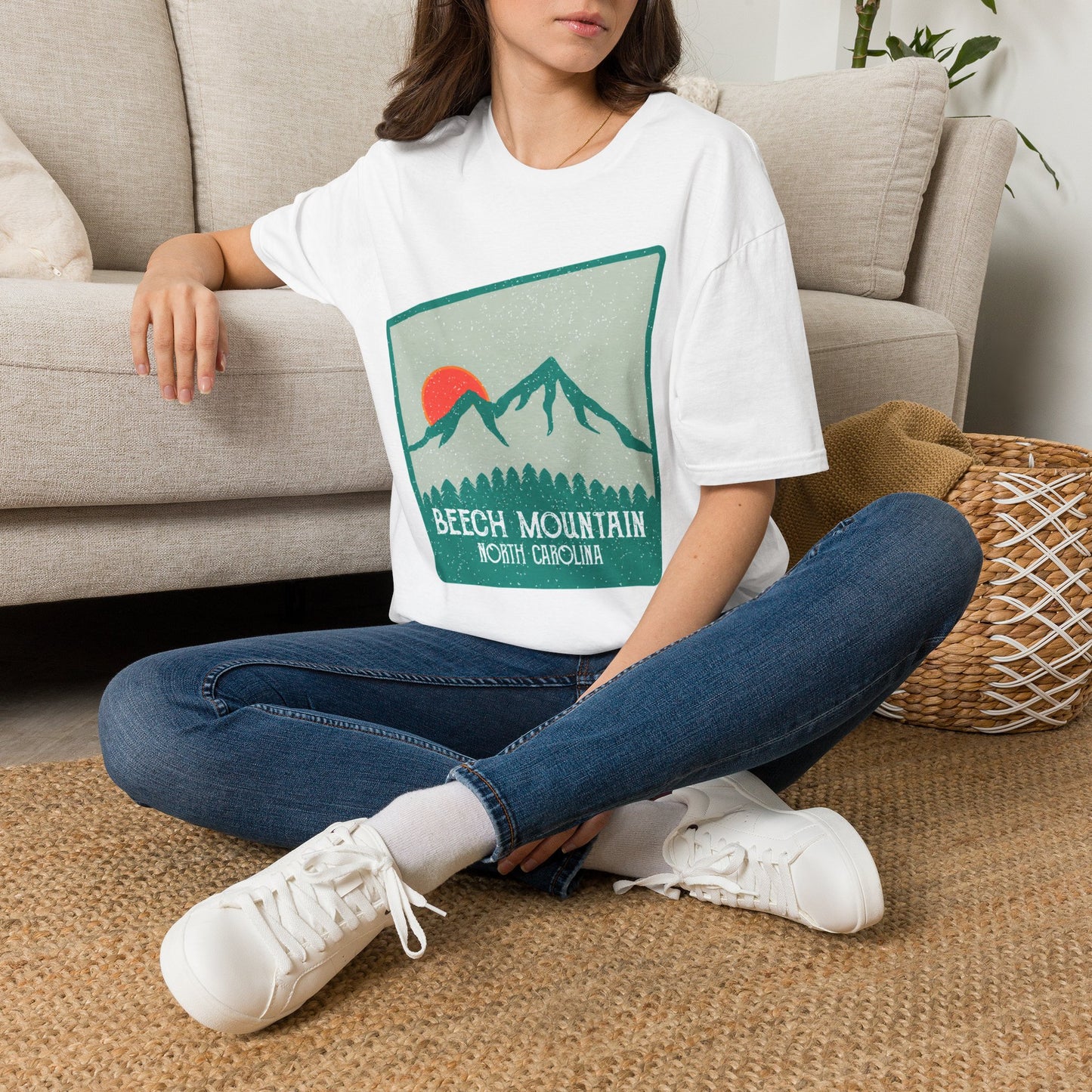 Beech Mountain NC Let it Snow T-Shirt — Retro Mountain Sunrise Snow Tee
