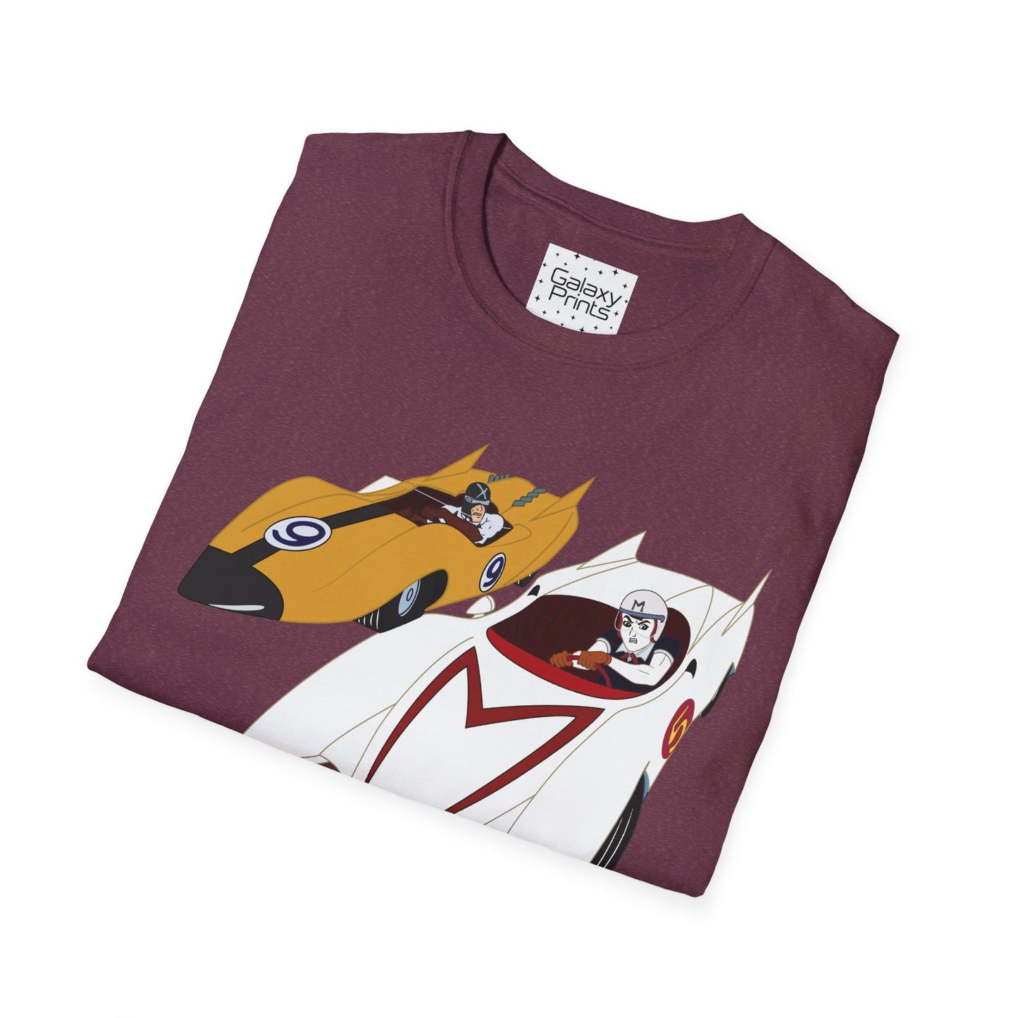 Unisex T-Shirt - POP Culture - 'The MACH 5 and Racer X from the Cartoon SPEED RACER - Go Speed Racer, Go Speed Racer, Go Speed Racer, Goooo'