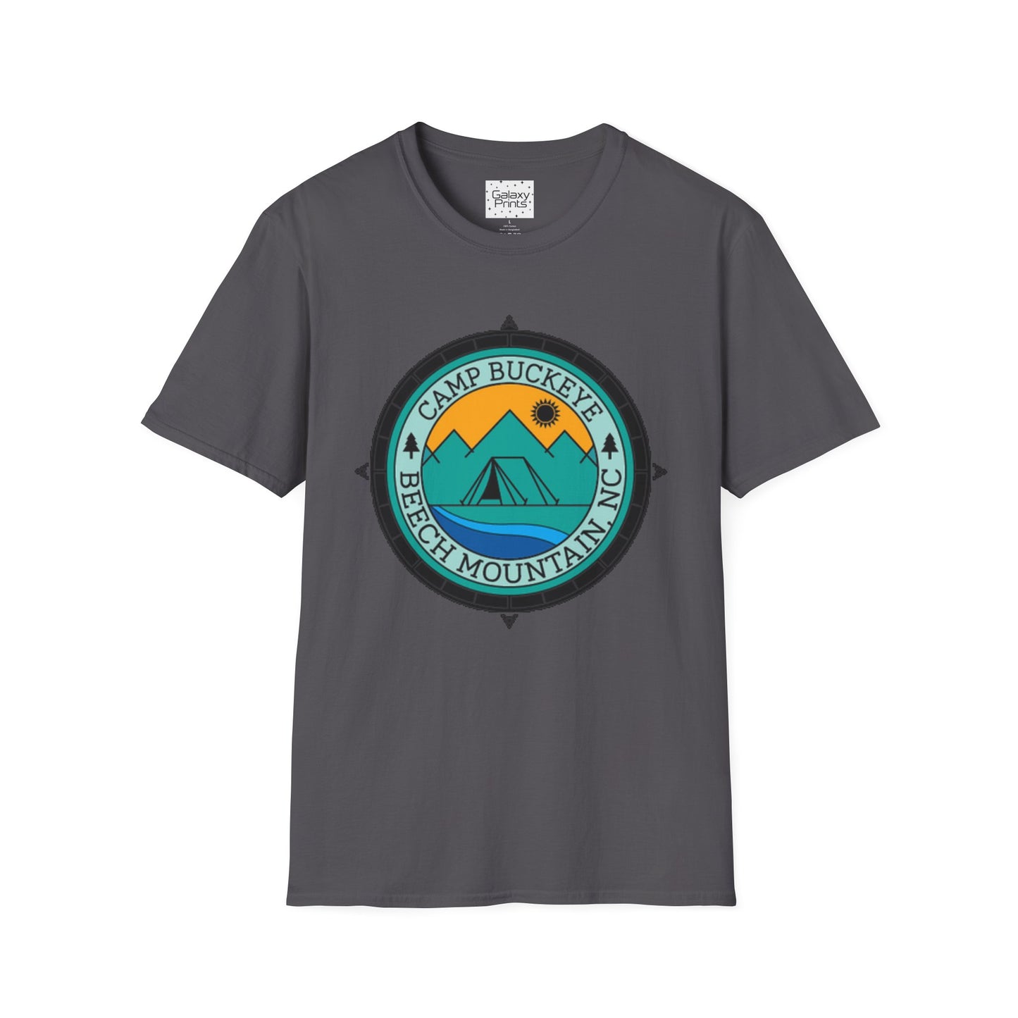 Camp Buckeye Beach Mountains T-Shirt — Vintage Outdoor Camping Badge Tee