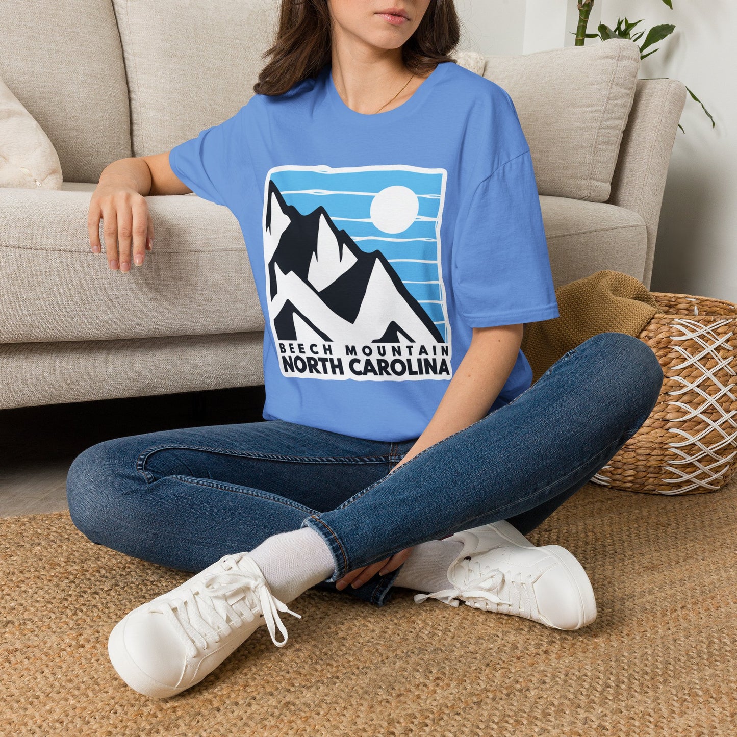 Beach Mountain North Carolina T-Shirt — Retro Mountain Range Sun Graphic Tee