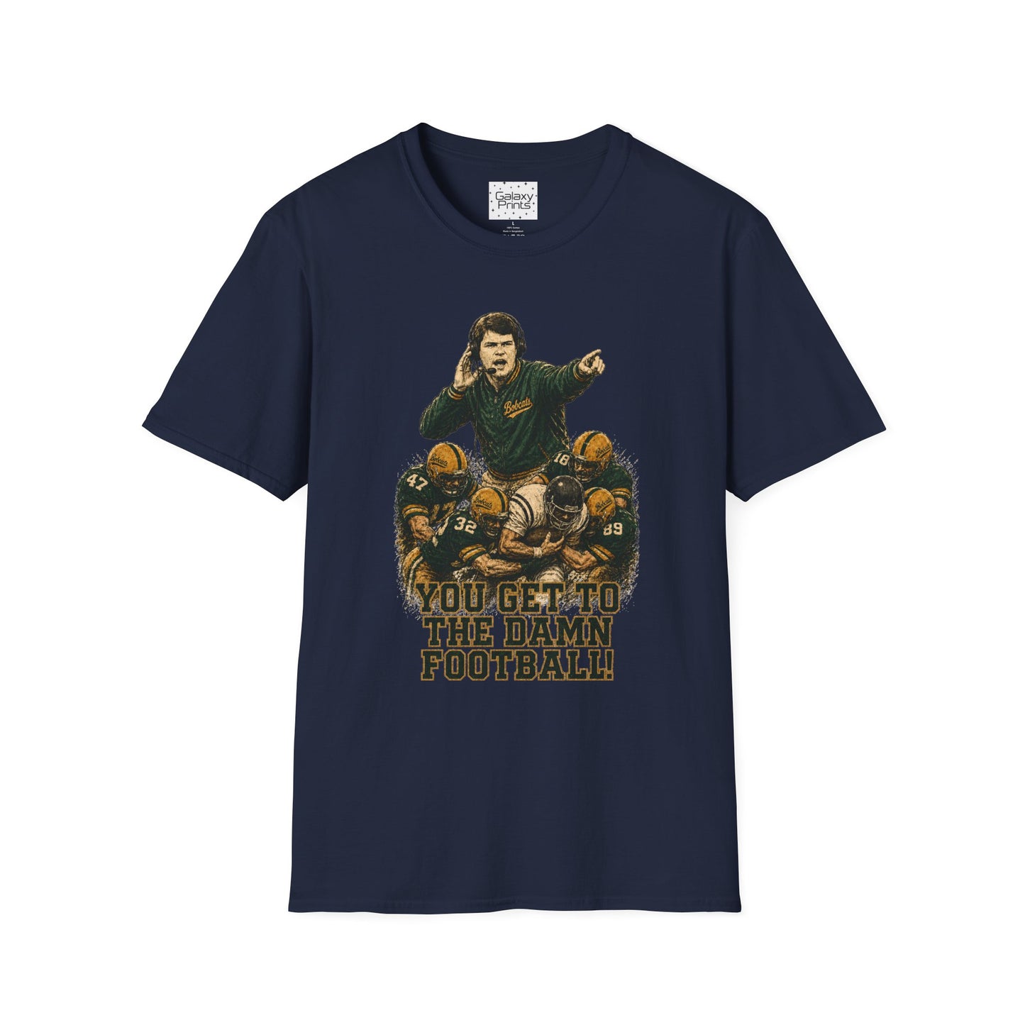 Lees-McRae College Bobcats Vintage Football T-Shirt — Coach Johnson #2  "You Get To The Darm Football" - Forever Undefeated