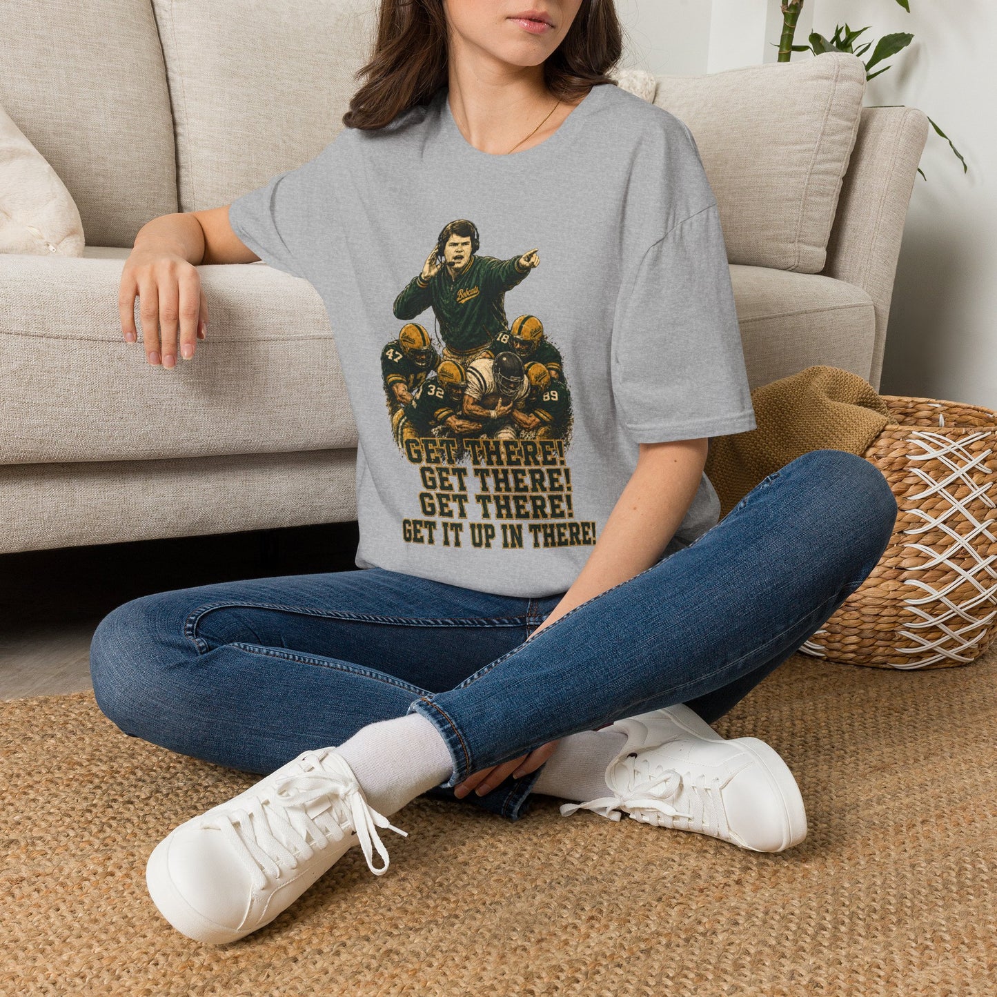 Lees-McRae College Bobcats Vintage Football T-Shirt — Coach Johnson  "Get There! x 3 Get it up" - Forever Undefeated