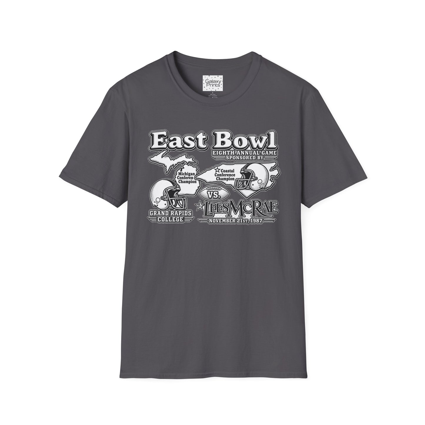1987 East Bowl Vintage Football T-Shirt — Retro Game Day Tee (East Bowl, Lees McRae)