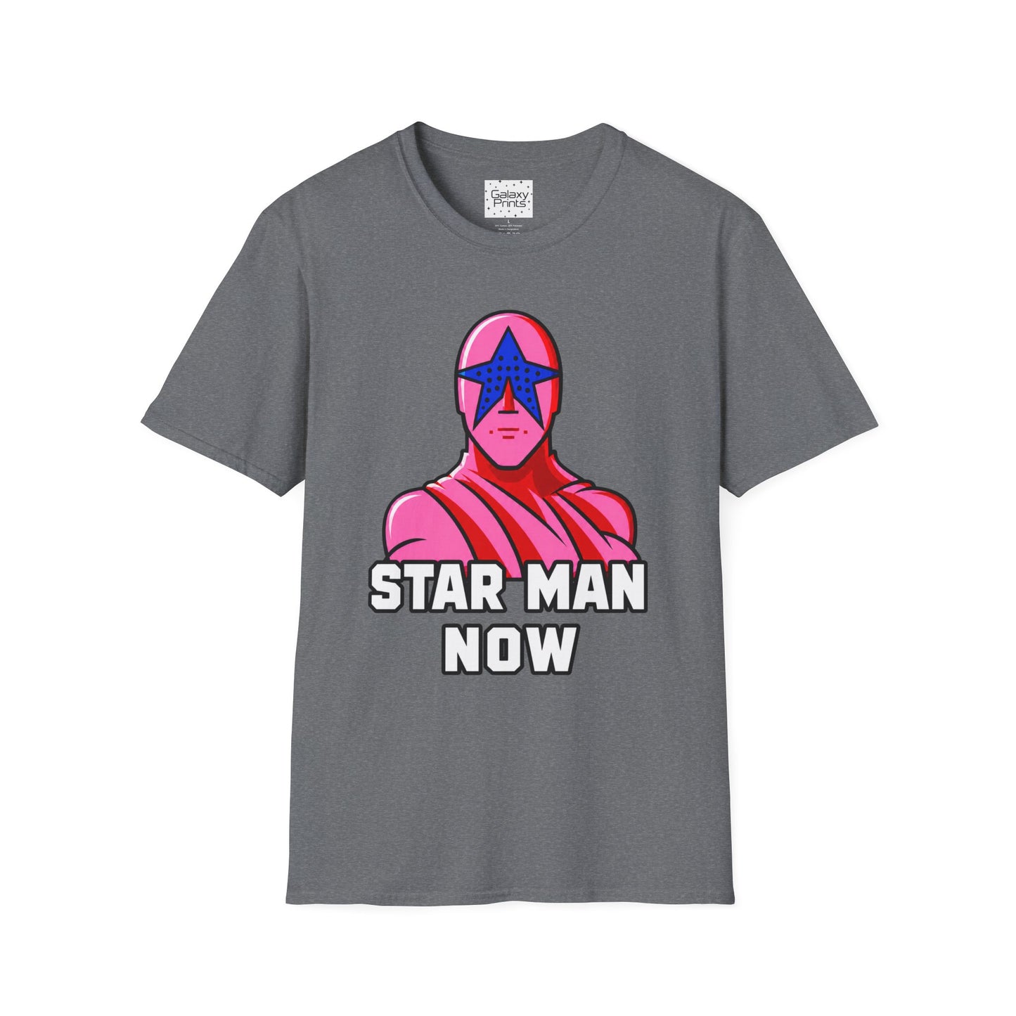 STAR MAN Nin Wrestling video game "NOW" and "THEN" T-Shirt — Retro Pop Hero Graphic Tee - Nin Wrestler STAR MAN video game - Current Culture