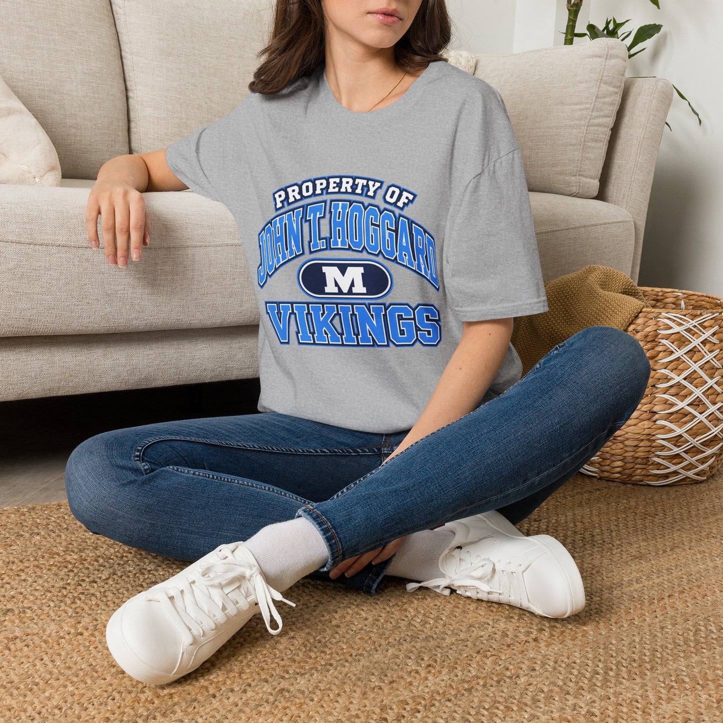 Property of JTH Vikings T‑Shirt M — Viking in Power Circle back - Hoggard School Spirit Tee